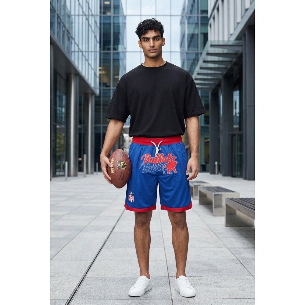Just Don Buffalo Bills NFL Basketball Shorts Blue Red Mens XL Hardwood Classics